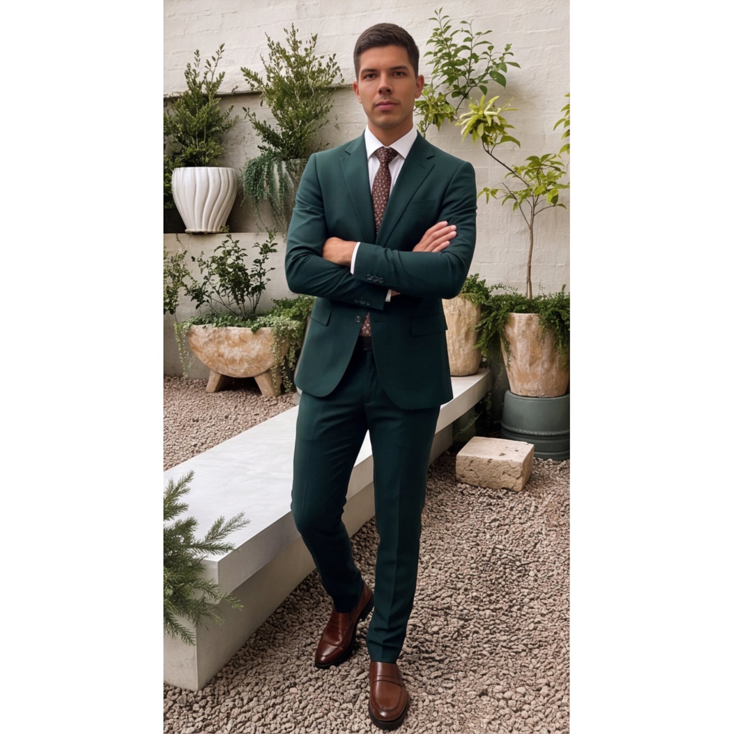 Life Style Butiken Ανδρικό κοστούμι Two-Pieces slim fit LS11020 GREEN Κοστούμια