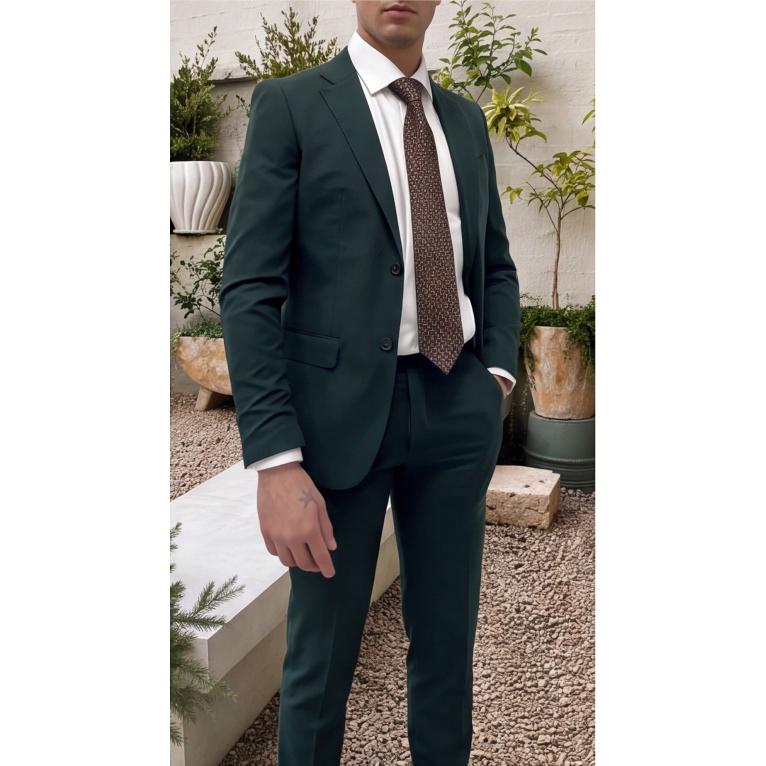 Life Style Butiken Ανδρικό κοστούμι Two-Pieces slim fit LS11020 GREEN Κοστούμια