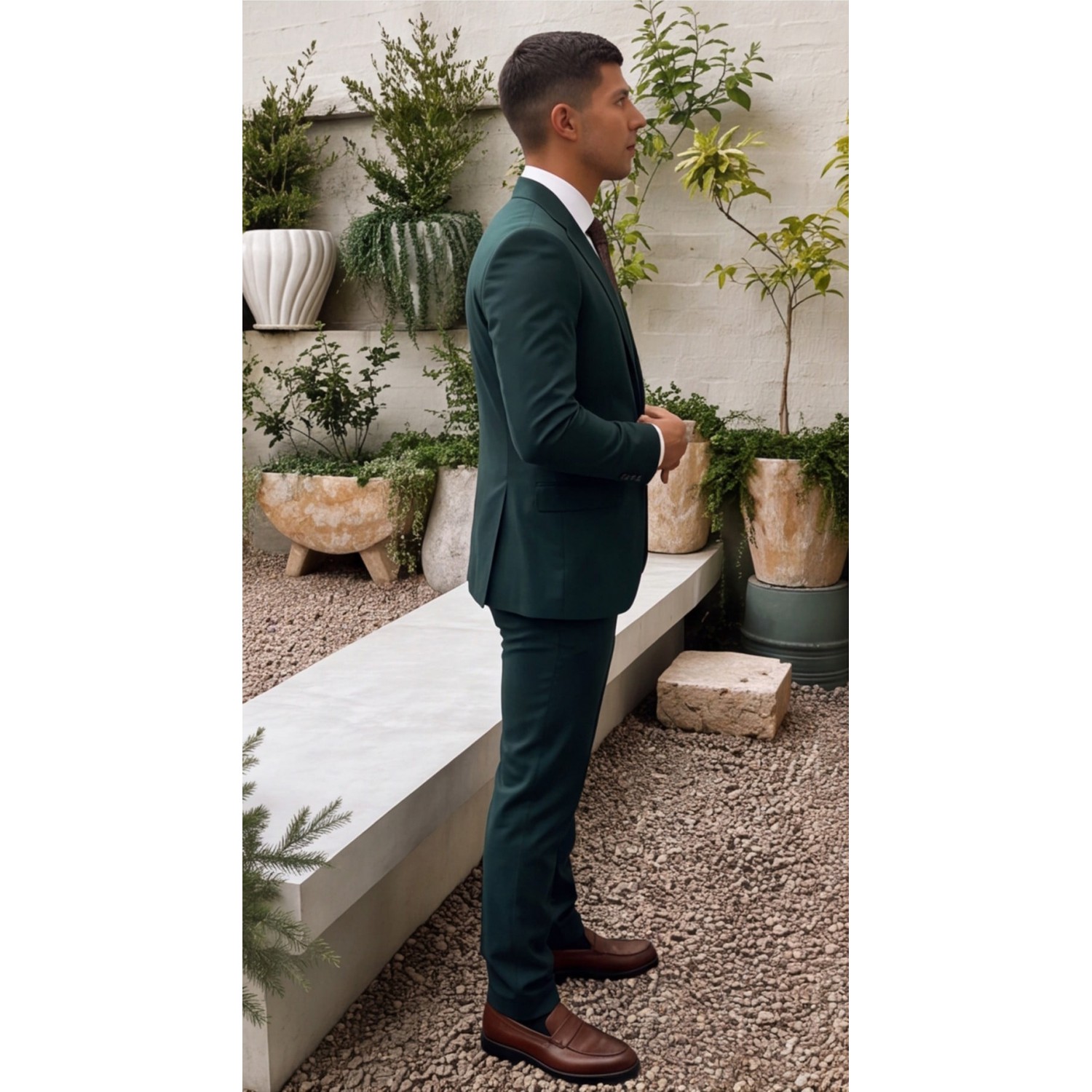 Life Style Butiken Ανδρικό κοστούμι Two-Pieces slim fit LS11020 GREEN Κοστούμια