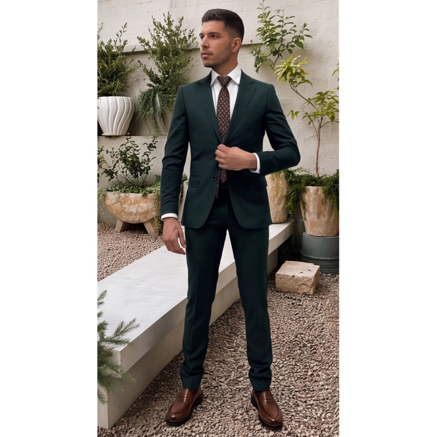 Life Style Butiken Ανδρικό κοστούμι Two-Pieces slim fit LS11020 GREEN Κοστούμια