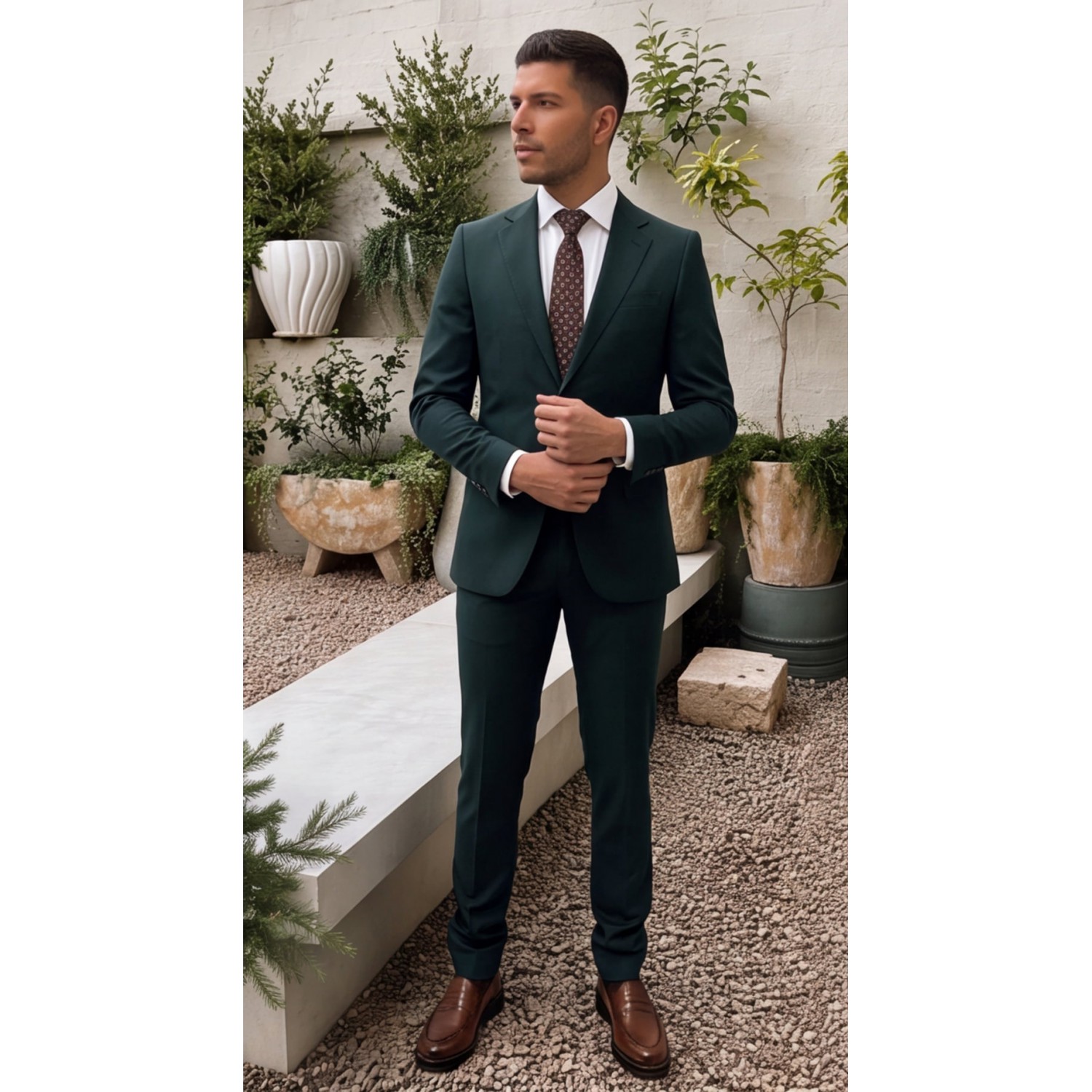 Life Style Butiken Ανδρικό κοστούμι Two-Pieces slim fit LS11020 GREEN Κοστούμια