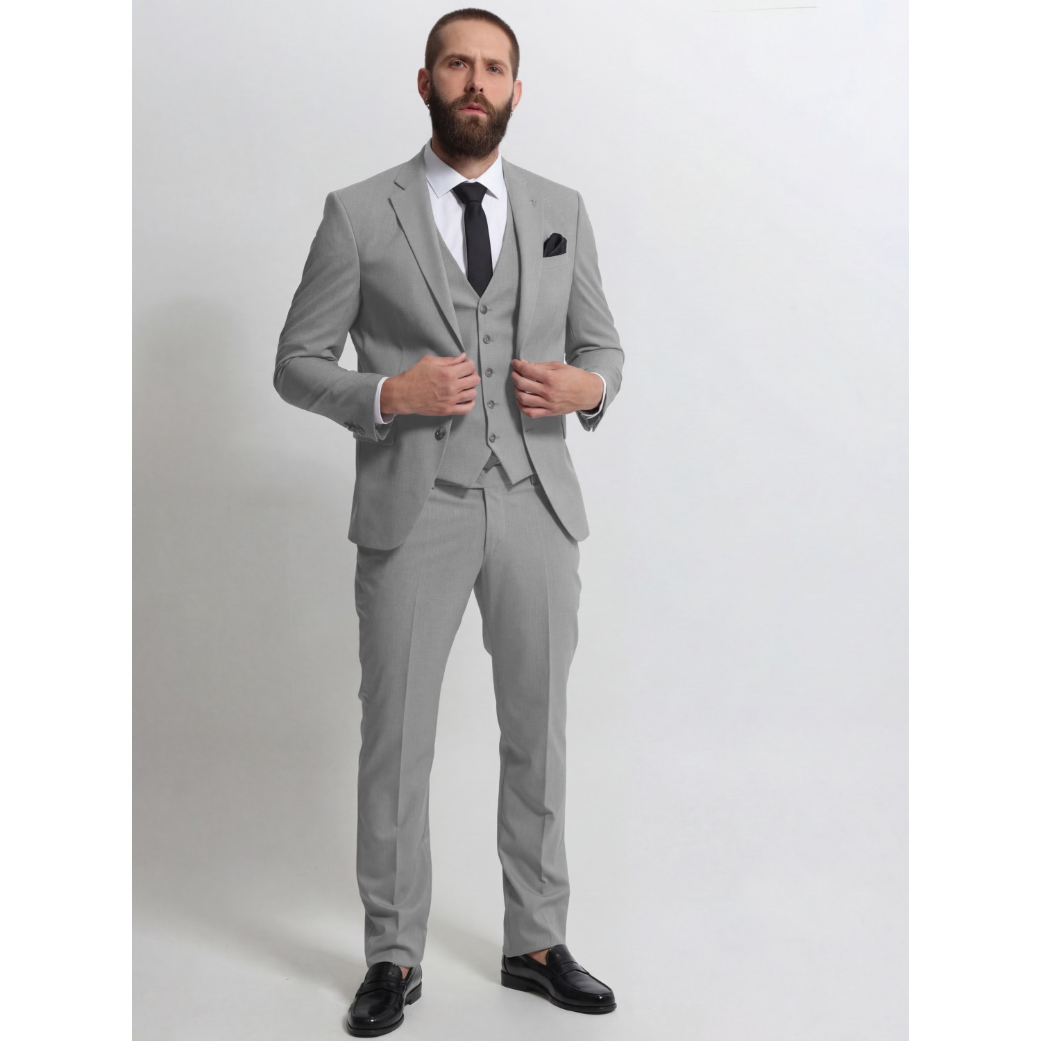 Life Style Butiken Ανδρικό κοστούμι με γιλέκο LS150-2035 Γκρι