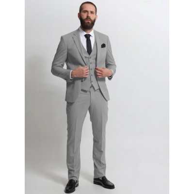 Life Style Butiken Ανδρικό κοστούμι με γιλέκο LS150-2035 Γκρι