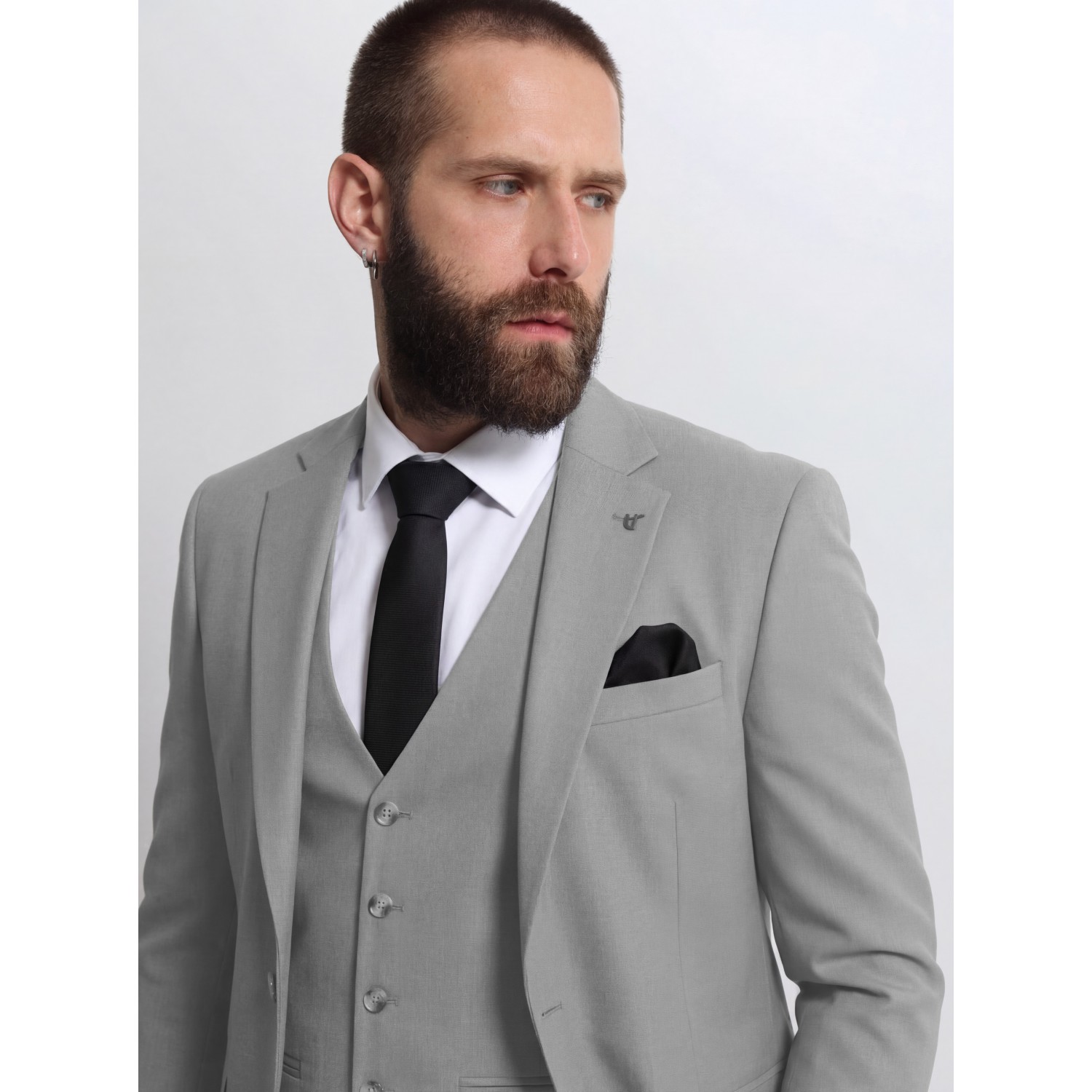 Life Style Butiken Ανδρικό κοστούμι με γιλέκο LS150-2035 Γκρι