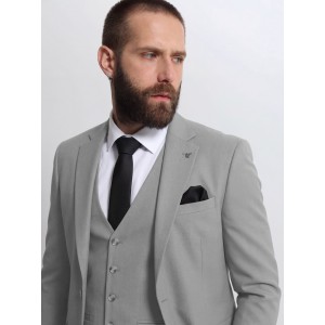Life Style Butiken Ανδρικό κοστούμι με γιλέκο LS150-2035 Γκρι