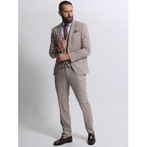 Life Style Butiken Ανδρικό κοστούμι με γιλέκο LS12035 Μπεζ