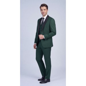 Life Style Butiken Γαμπριάτικο Κοστούμι Three-Pieces Μονόκουμπο Με Σατέν Πέτο LS126700 GREEN
