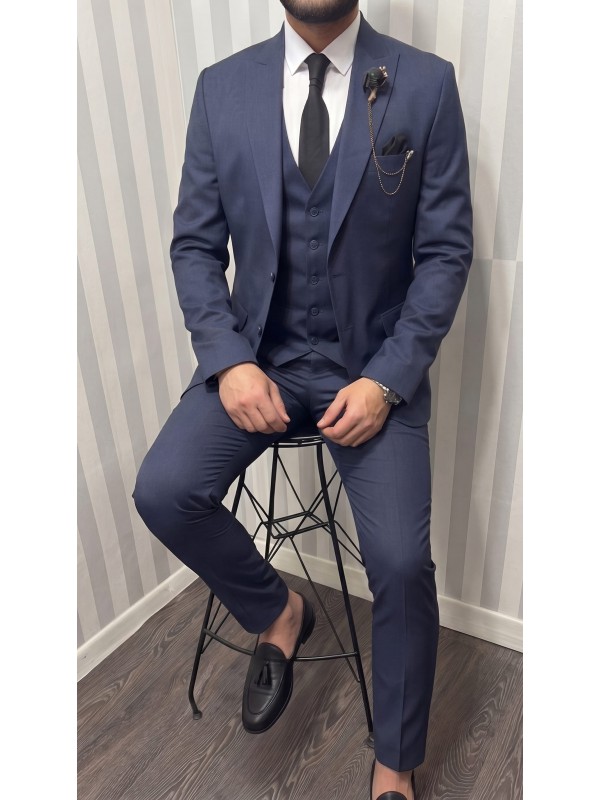 Life Style Butiken Ανδρικό Κοστούμι 3 κομμάτια με γιλέκο Slim Fit LS1801 Raf
