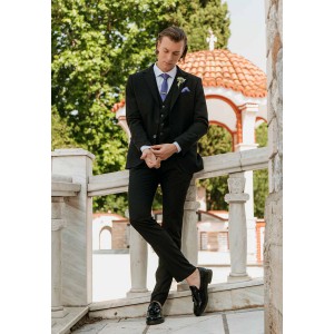 Life Style Butiken Ανδρικό κοστούμι με γιλέκο LS133-1699 Black