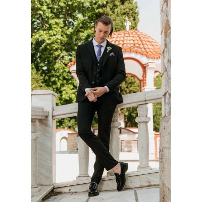 Life Style Butiken Ανδρικό κοστούμι με γιλέκο LS133-1699 Black