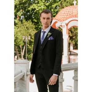 Life Style Butiken Ανδρικό κοστούμι με γιλέκο LS133-1699 Black