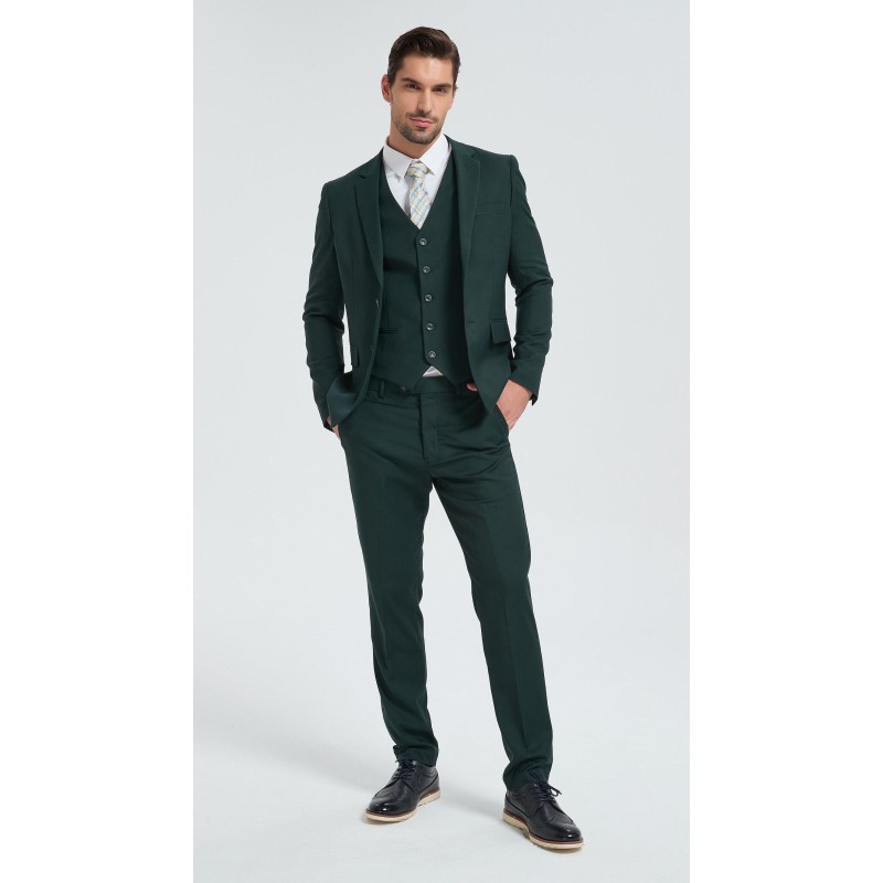 Life Style Butiken Ανδρικό κοστούμι με γιλέκο slim fit LS1032 GREEN Κοστούμια
