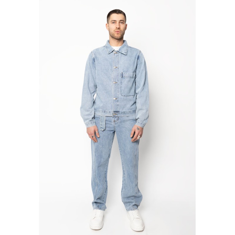 Life Style Butiken Σετ Jean παντελόνι με Jean jacket LS149631 Μπλε Ανδρικά