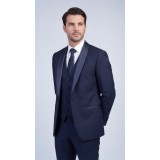 Life Style Butiken Γαμπριάτικο Κοστούμι Three-Pieces Μονόκουμπο Με Σατέν Πέτο LS126700 Navy 1