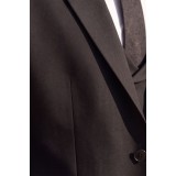 Life Style Butiken Ανδρικό Κοστούμι 3 Τεμαχίων Slim Fit  Λείο 4 Εποχών με Σταυρωτό Γιλέκο LS1337008 Μαύρο 9