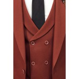 Life Style Butiken Ανδρικό Κοστούμι 3 Τεμαχίων Slim Fit Ανάγλυφο 4 Εποχών με Σταυρωτό Γιλέκο LS1337009 Rust (Κεραμιδί) 7