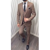 Life Style Butiken Ανδρικό Κοστούμι 3 κομμάτια με γιλέκο Slim Fit LS1801 Brown 4