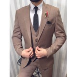 Life Style Butiken Ανδρικό Κοστούμι 3 κομμάτια με γιλέκο Slim Fit LS1801 Brown 5
