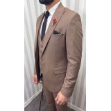 Life Style Butiken Ανδρικό Κοστούμι 3 κομμάτια με γιλέκο Slim Fit LS1801 Brown 6