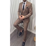 Life Style Butiken Ανδρικό Κοστούμι 3 κομμάτια με γιλέκο Slim Fit LS1801 Brown 3