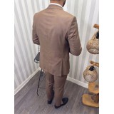 Life Style Butiken Ανδρικό Κοστούμι 3 κομμάτια με γιλέκο Slim Fit LS1801 Brown 7