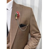 Life Style Butiken Ανδρικό Κοστούμι 3 κομμάτια με γιλέκο Slim Fit LS1801 Brown 8