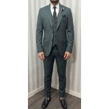 Life Style Butiken Ανδρικό Κοστούμι 3 κομμάτια με γιλέκο Slim Fit LS1801 Green 5