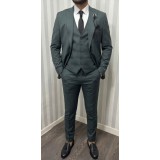 Life Style Butiken Ανδρικό Κοστούμι 3 κομμάτια με γιλέκο Slim Fit LS1801 Green 6