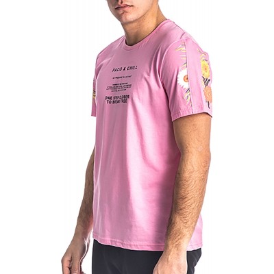 Paco & co 213522 t-shirt με τύπωμα στο μανίκι ΡΟΖ