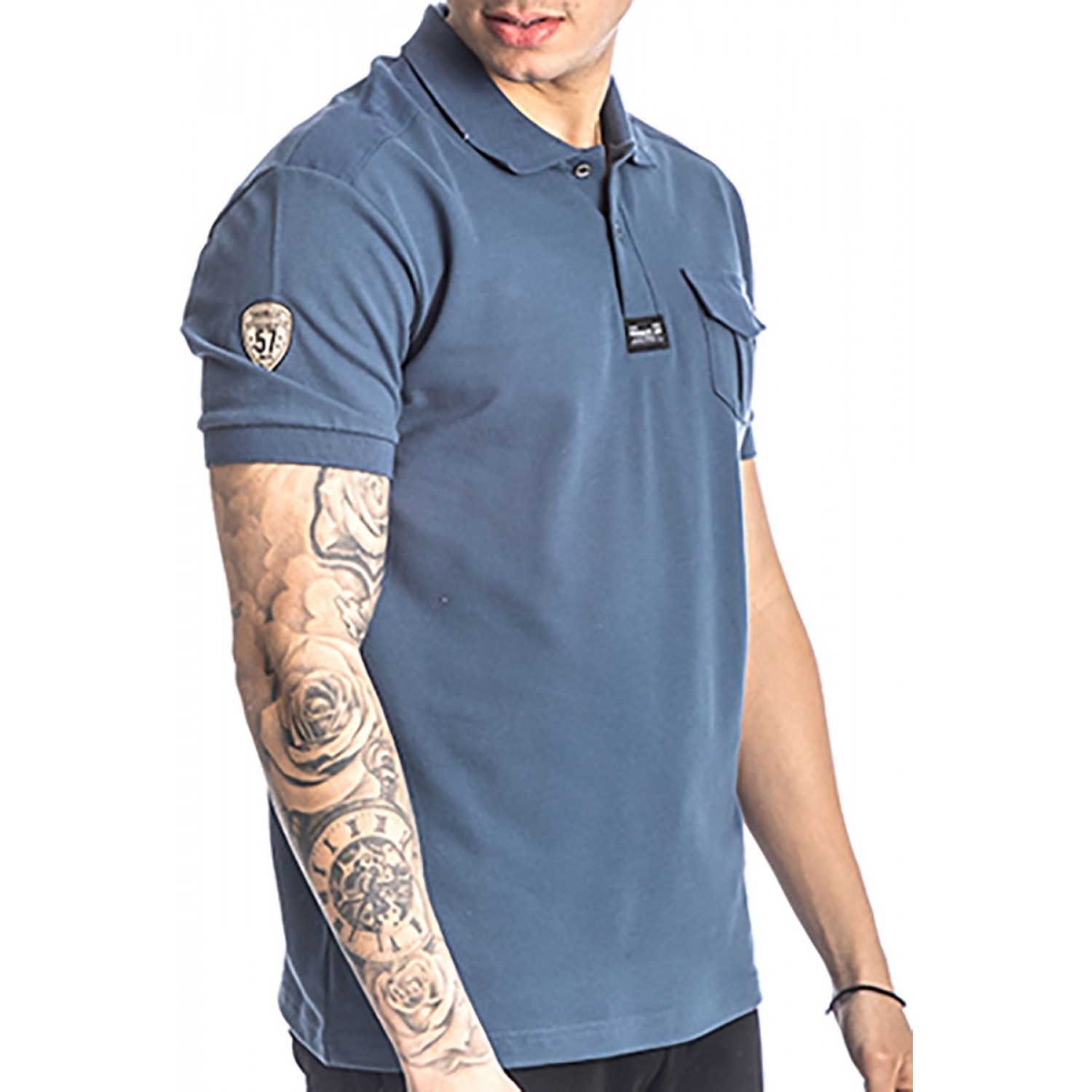 Paco & co 213603 Πόλο μπλούζα με τσεπάκι Μπλε