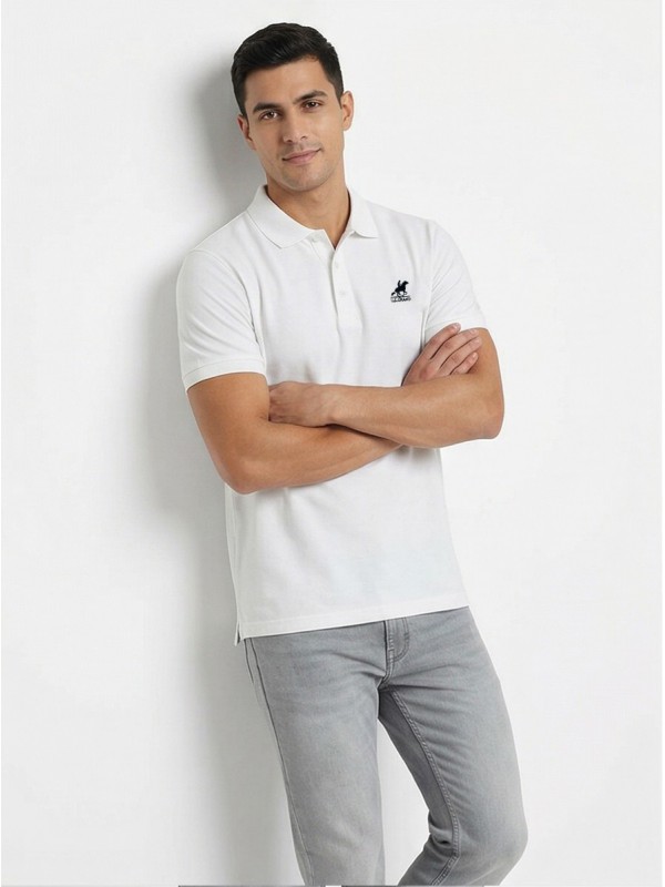 U.S Grand Polo equipment & apparel Ανδρική κοντομάνικη μπλούζα με γιακά AU02658_BI6BIANC Λευκό