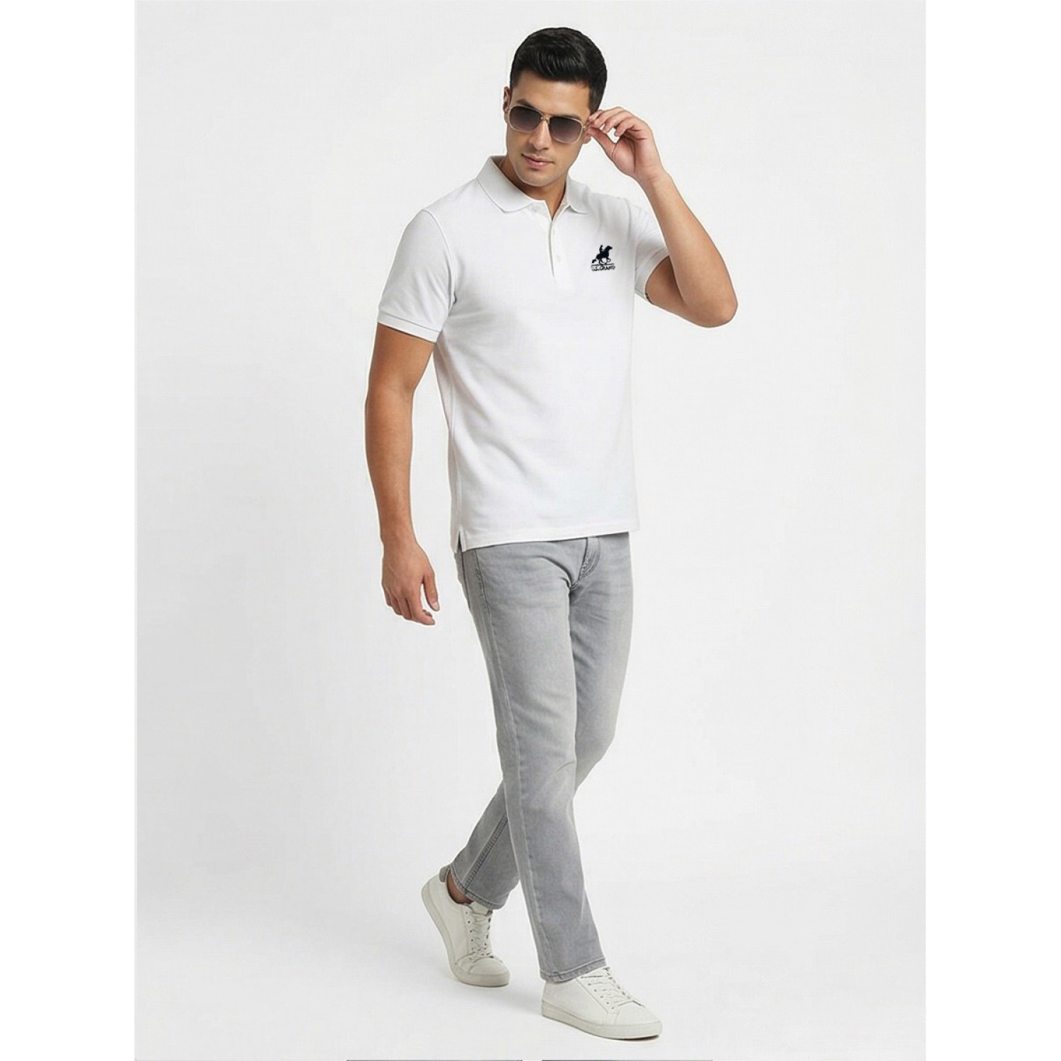 U.S Grand Polo equipment & apparel Ανδρική κοντομάνικη μπλούζα με γιακά AU02658_BI6BIANC Λευκό