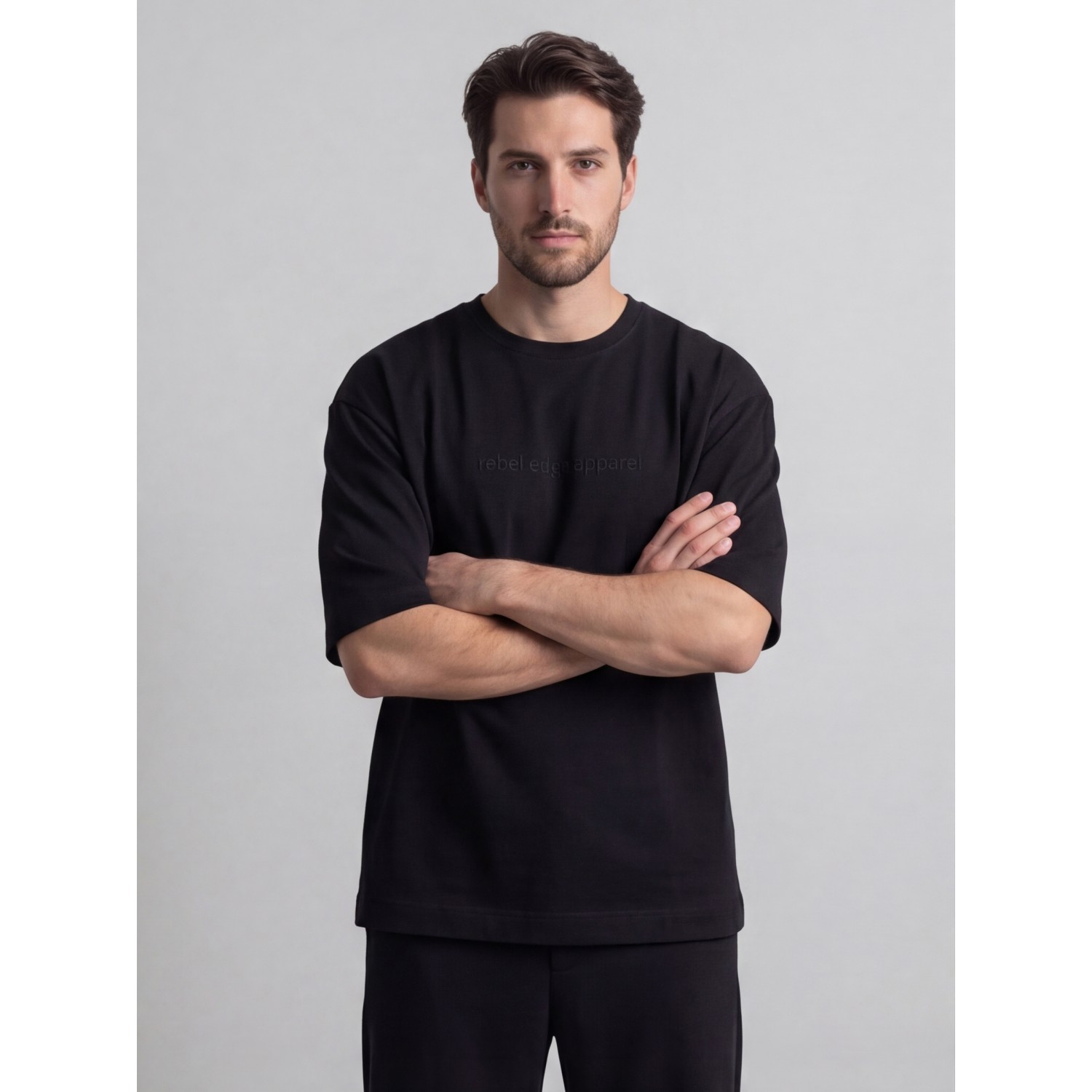 Life Style Butiken Ανδρική κοντομάνικη μπλούζα oversize LS12035 Black
