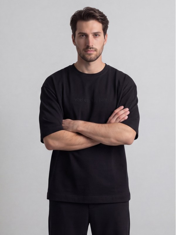 Life Style Butiken Ανδρική κοντομάνικη μπλούζα oversize LS12035 Black