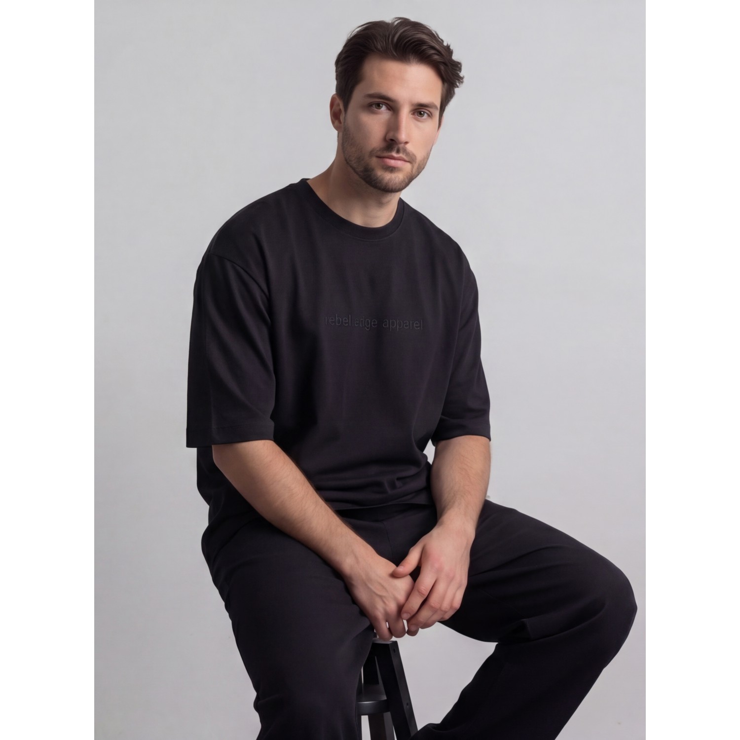 Life Style Butiken Ανδρική κοντομάνικη μπλούζα oversize LS12035 Black