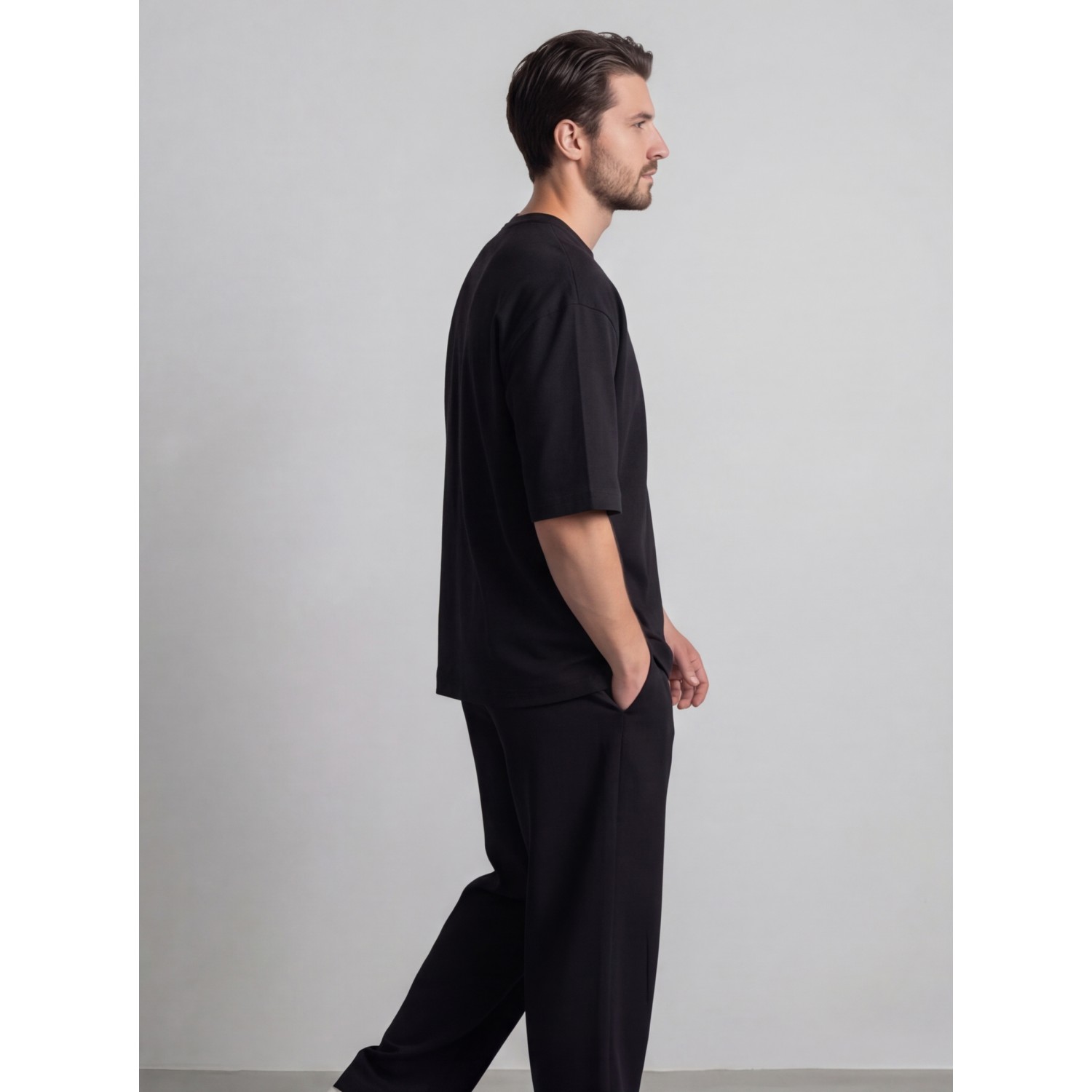 Life Style Butiken Ανδρική κοντομάνικη μπλούζα oversize LS12035 Black