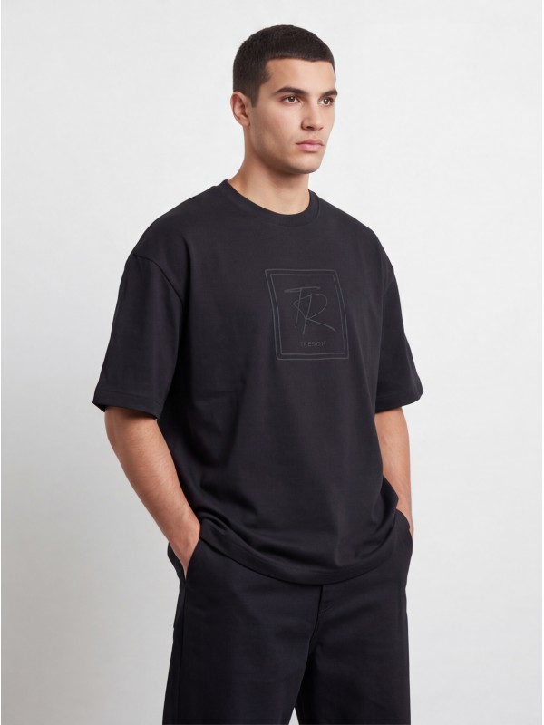 Life Style Butiken Ανδρική κοντομάνικη μπλούζα oversized 280gsm LS1207115 Black