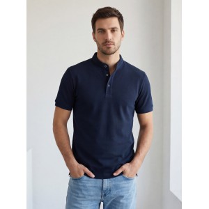 Life Style Butiken Ανδρική κοντομάνικη μπλούζα Polo Mao με κουμπιά LS12431837 Navy