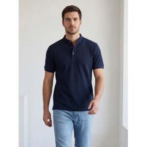 Life Style Butiken Ανδρική κοντομάνικη μπλούζα Polo Mao με κουμπιά LS12431837 Navy