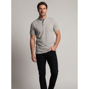 Life Style Butiken Ανδρική κοντομάνικη μπλούζα Polo Mao με κουμπιά LS12431837 Γκρι