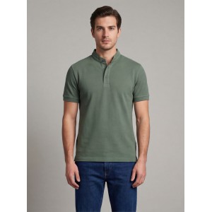 Life Style Butiken Ανδρική κοντομάνικη μπλούζα Polo Mao με κουμπιά LS12431837 Μέντα