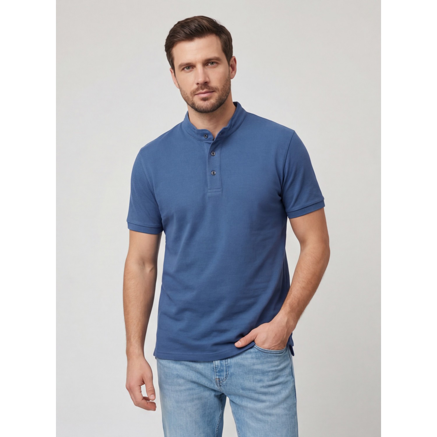 Life Style Butiken Ανδρική κοντομάνικη μπλούζα Polo Mao με κουμπιά LS12431837 Ραφ