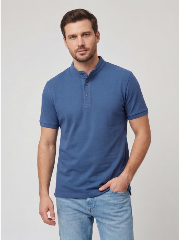 Life Style Butiken Ανδρική κοντομάνικη μπλούζα Polo Mao με κουμπιά LS12431837 Ραφ