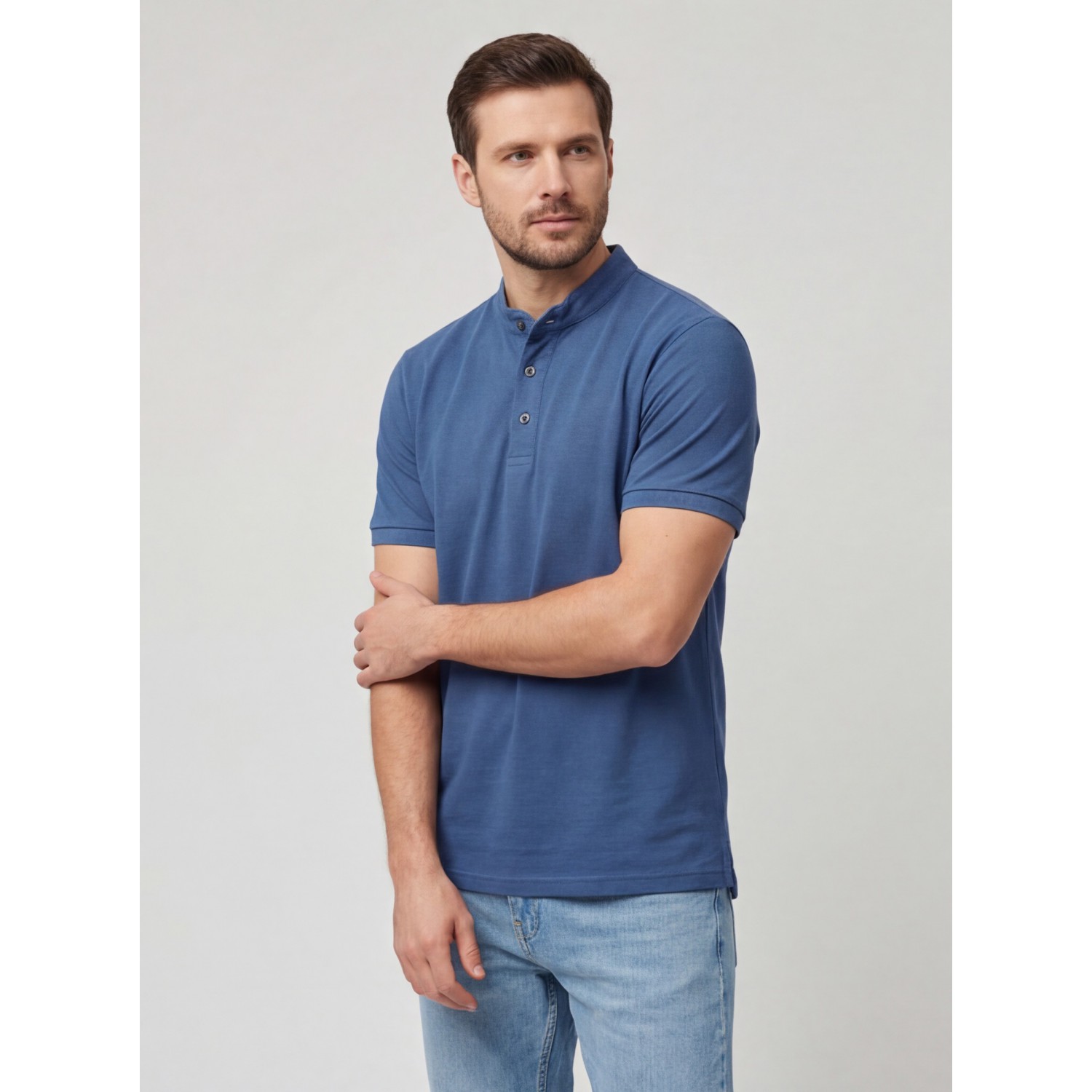 Life Style Butiken Ανδρική κοντομάνικη μπλούζα Polo Mao με κουμπιά LS12431837 Ραφ