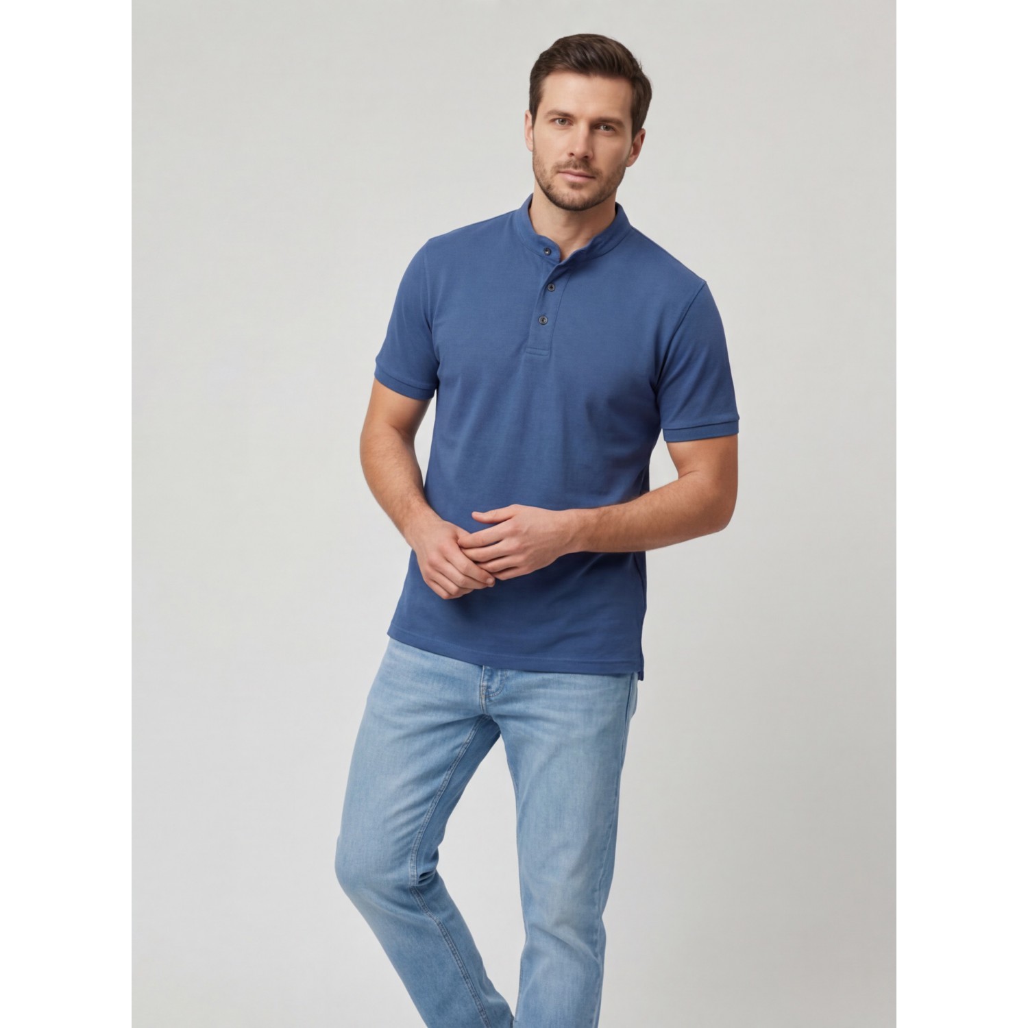 Life Style Butiken Ανδρική κοντομάνικη μπλούζα Polo Mao με κουμπιά LS12431837 Ραφ