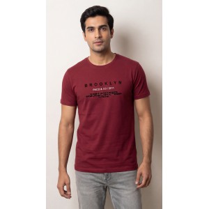 Life Style Butiken Ανδρική κοντομάνικη μπλούζα LS12631005 Μπορντό