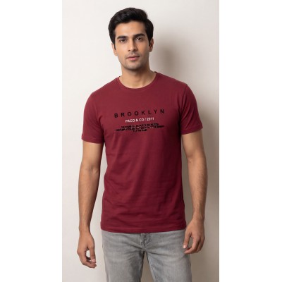 Life Style Butiken Ανδρική κοντομάνικη μπλούζα LS12631005 Μπορντό