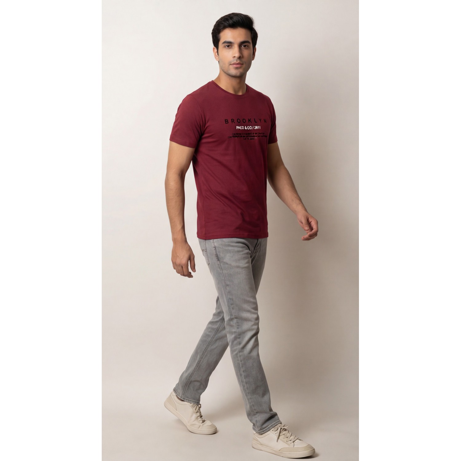 Life Style Butiken Ανδρική κοντομάνικη μπλούζα LS12631005 Μπορντό