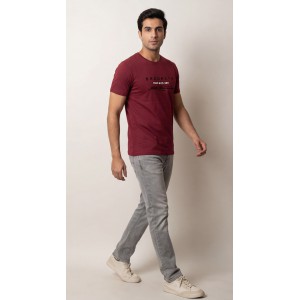 Life Style Butiken Ανδρική κοντομάνικη μπλούζα LS12631005 Μπορντό