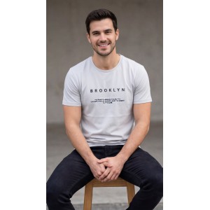 Life Style Butiken Ανδρική κοντομάνικη μπλούζα LS12631005 Γκρι